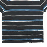 CHAMPION Mens Black & Blue Striped T-Shirt L Short Sleeve Crew Neck Cotton Blend