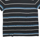 CHAMPION Mens Black & Blue Striped T-Shirt L Short Sleeve Crew Neck Cotton Blend