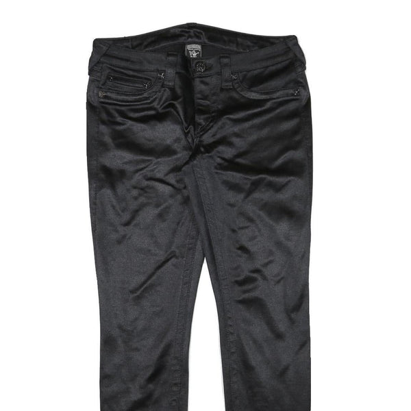 TRUE RELIGION Womens Cotton Blend Black Slim Skinny Trousers W30 L29 Stylish Zip