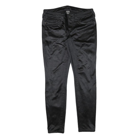 TRUE RELIGION Womens Cotton Blend Black Slim Skinny Trousers W30 L29 Stylish Zip