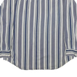 THUMS UP Mens Blue & White Striped Shirt L Cotton Casual Long Sleeve Pocket