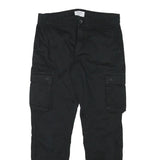 ONLY AND SONS Mens Relaxed Black Cargo Trousers W32 L30 Cotton Blend Zip Pockets