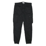 ONLY AND SONS Mens Relaxed Black Cargo Trousers W32 L30 Cotton Blend Zip Pockets