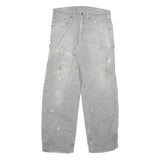 CARHARTT Mens Cotton Blend Grey Relaxed Straight Trousers W33 L32 Workwear
