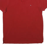 TOMMY HILFIGER Mens Red Short Sleeve Plain M Cotton Polo Shirt Classic Fit