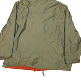 Mens Green & Orange Plain Nylon Hooded Zip Jacket L Casual Lightweight Outerwear