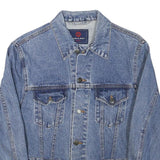 NEW & BOY Womens Blue Denim Cotton Blend Button Jacket S Plain Casual Crop