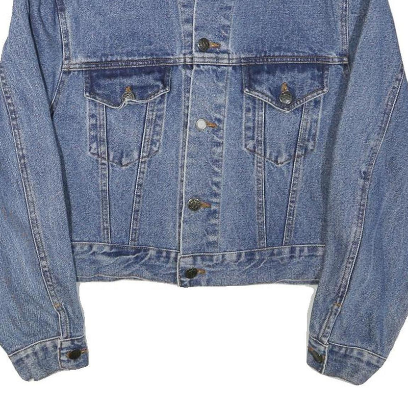 NEW & BOY Womens Blue Denim Cotton Blend Button Jacket S Plain Casual Crop