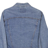 NEW & BOY Womens Blue Denim Cotton Blend Button Jacket S Plain Casual Crop