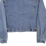 NEW & BOY Womens Blue Denim Cotton Blend Button Jacket S Plain Casual Crop