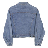 NEW & BOY Womens Blue Denim Cotton Blend Button Jacket S Plain Casual Crop