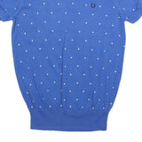 FRED PERRY Womens Blue Polka Dot Patterned Crew Neck Basic Knit UK 10 Cotton