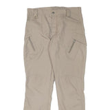 Beige Mens Regular Fit Casual Trousers W32 L30 Polyester Blend Zip Pockets