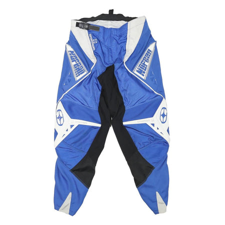 SPECTRUM Mens Polyester Blend Blue Relaxed Trousers W26 L27 Sports Style Zip