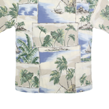 CAMPIA MODA Mens Beige & Blue Rayon Hawaiian Shirt L Tropical Beach Print Summer