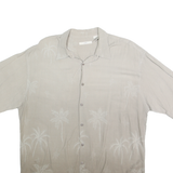 CAMPIA MODA Mens Beige Rayon Shirt XL Palm Tree Design Casual Summer Button