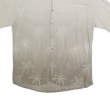 CAMPIA MODA Mens Beige Rayon Shirt XL Palm Tree Design Casual Summer Button