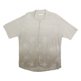 CAMPIA MODA Mens Beige Rayon Shirt XL Palm Tree Design Casual Summer Button