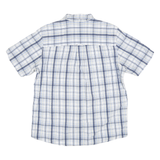 CHAPS Mens White & Blue Check Shirt L Lightweight Cotton Short Sleeve Casual
