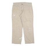 CARHARTT Mens Cotton Blend Beige Relaxed Straight Trousers W34 L30 Workwear