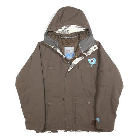 SALOMON Mens Brown Jacket M Polyester Plain Zip Hooded Functional Outdoor Style