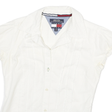TOMMY HILFIGER Womens White Cotton Blend Shirt XXS Casual Button Up Short Sleeve