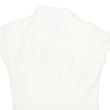 TOMMY HILFIGER Womens White Cotton Blend Shirt XXS Casual Button Up Short Sleeve