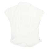 TOMMY HILFIGER Womens White Cotton Blend Shirt XXS Casual Button Up Short Sleeve