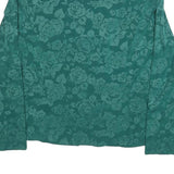 LESLIE FAY Womens Green Printed Top Long Sleeve V-Neck L Elegant Buttoned