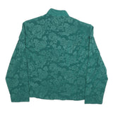 LESLIE FAY Womens Green Printed Top Long Sleeve V-Neck L Elegant Buttoned