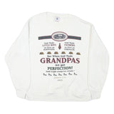 DELTA Mens White Grandpa Print Crew Neck L Cotton Blend Comfortable Sweatshirt