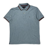Tommy Hilfiger Striped Polo Shirt - Large Blue Cotton