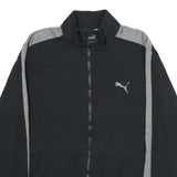 PUMA Mens Black & Grey Track Jacket L Cotton Stripe Side Zip Casual Sportswear