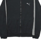 PUMA Mens Black & Grey Track Jacket L Cotton Stripe Side Zip Casual Sportswear