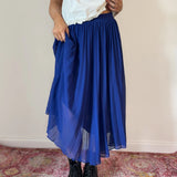 Louche Midi Skirt - 25W UK 6 Blue Viscose Blend