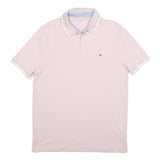 TOMMY HILFIGER Mens Pink Short Sleeve Plain L Polo Shirt Cotton Blend Classic