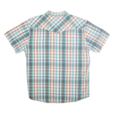 LEVI'S Mens Blue & Brown Checked Shirt 2XL Cotton Blend Standard Fit Casual