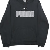 PUMA Mens Black Hoodie M Cotton Blend Pullover Hooded Sweatshirt Logo Print