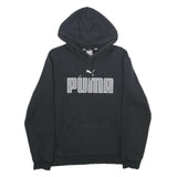 PUMA Mens Black Hoodie M Cotton Blend Pullover Hooded Sweatshirt Logo Print