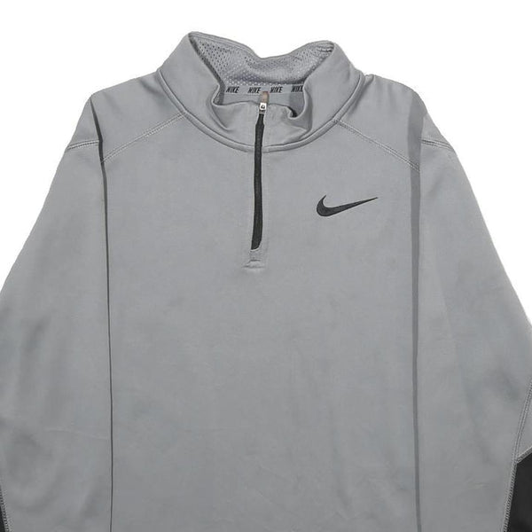NIKE Girls Grey & Black 1/4 Zip XL Sports Pullover Sweatshirt Activewear