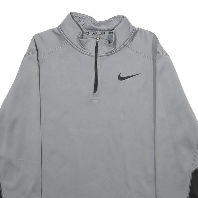 NIKE Girls Grey & Black 1/4 Zip XL Sports Pullover Sweatshirt Activewear