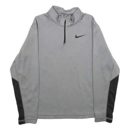 NIKE Girls Grey & Black 1/4 Zip XL Sports Pullover Sweatshirt Activewear