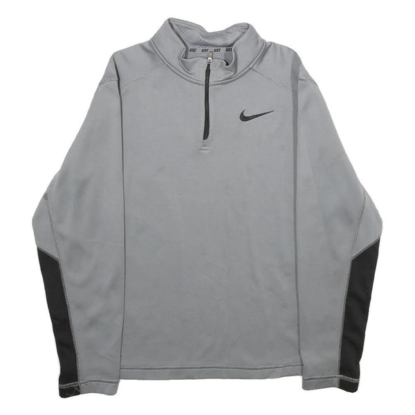 NIKE Girls Grey & Black 1/4 Zip XL Sports Pullover Sweatshirt Activewear