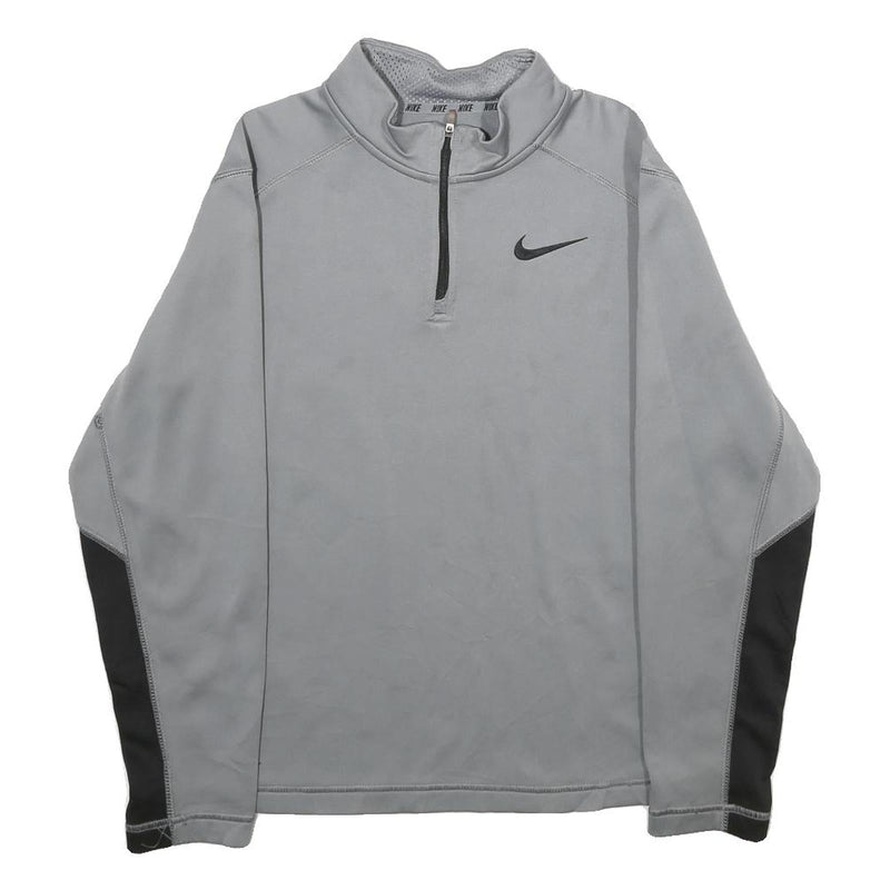 NIKE Girls Grey & Black 1/4 Zip XL Sports Pullover Sweatshirt Activewear