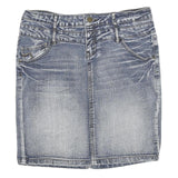 SUBLEVEL Womens Blue Denim Mini Cotton Blend Skirt XL Casual Fitted Style
