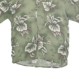 PIERRE CARDIN Mens Green Rayon Hawaiian Shirt L Summer Relaxed Fit Tropical