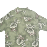 PIERRE CARDIN Mens Green Rayon Hawaiian Shirt L Summer Relaxed Fit Tropical
