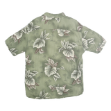 PIERRE CARDIN Mens Green Rayon Hawaiian Shirt L Summer Relaxed Fit Tropical