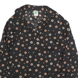 FRANKENWALDER Womens Black Printed Basic Long Sleeve Collared Top S Cotton Blend
