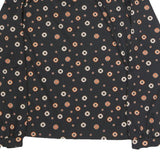 FRANKENWALDER Womens Black Printed Basic Long Sleeve Collared Top S Cotton Blend